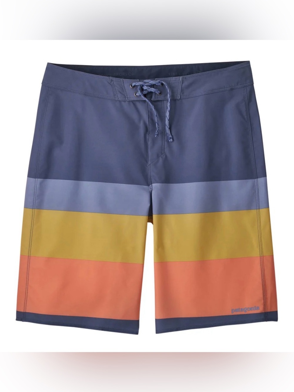 Patagonia Men's Navy Blue Board Shorts with stripes Stripes 44w Hydropeak